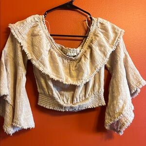Le Lis Cream Ruffled Blouse